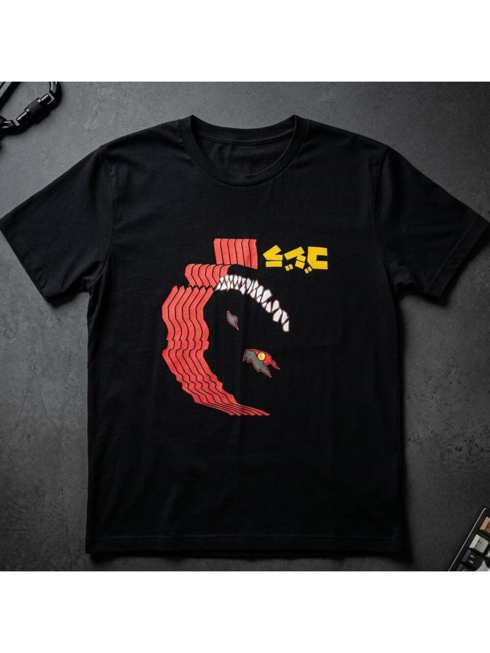 Cyberpunk Anime Glitch Art Graphic T-Shirt Black Red Japanese Streetwear
